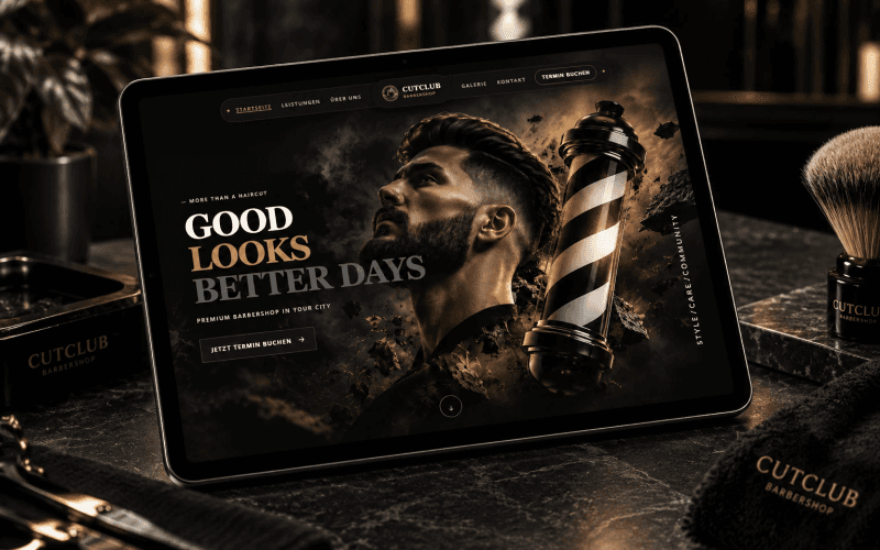 Konzeptbeispiel einer Barbershop-Website (CUTCLUB)