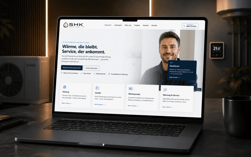 Konzeptbeispiel einer SHK-Betriebs-Website