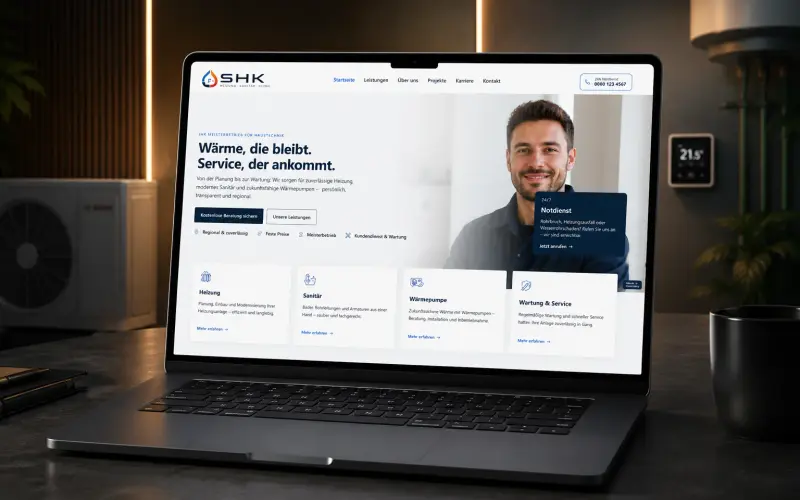 Konzeptbeispiel einer SHK-Betriebs-Website
