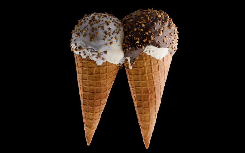 3D-Produktvisualisierung zweier Eiswaffeln