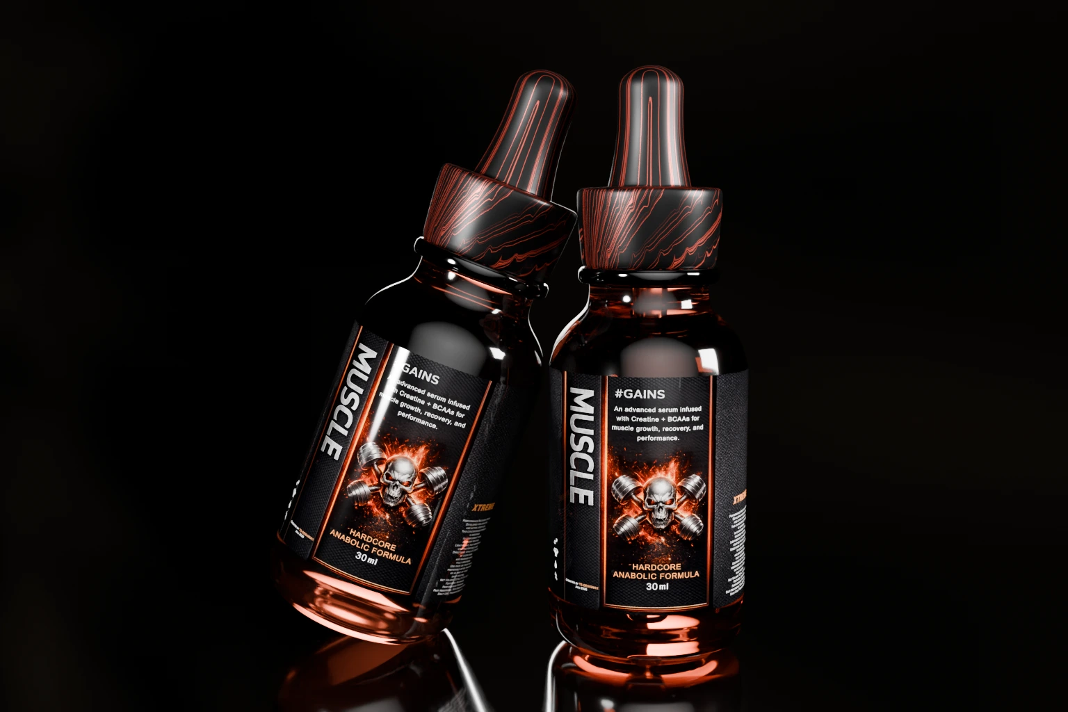 3D-Produktvisualisierung einer Serum-Flasche